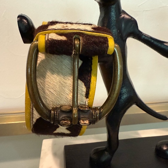 Vintage leather and hair on hide Streets Ahead brass buckle / jewels EUC - Picture 3 of 14